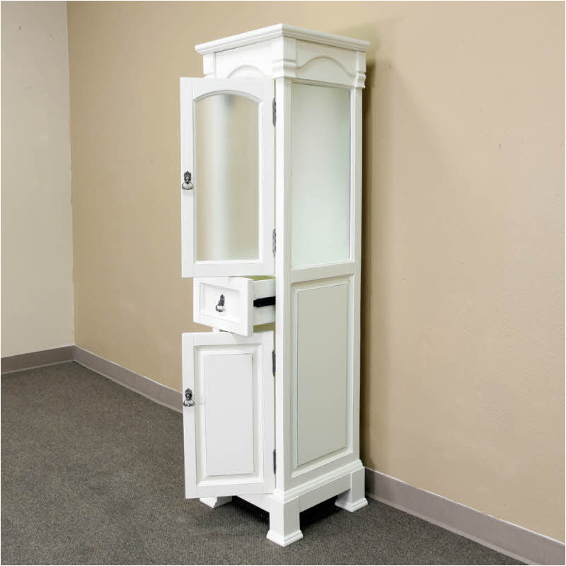 Skyview Solid Wood Linen Cabinet, Cream White