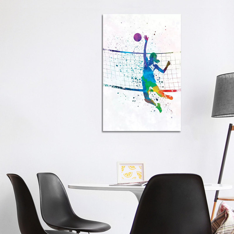 Woman Volleyball Player by Paul Rommer - Painting on Canvas, 101.6 cm H x 66.04 cm W x 1.91 cm D, Wrapped Canvas