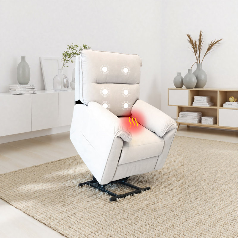 Electric Rise & Recline Chair with Cotton Linen Upholstery, Ideal for Everyday Lounging, Cream