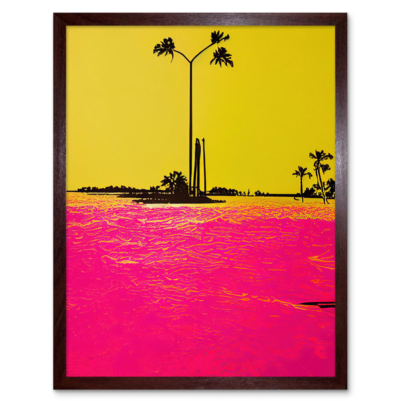 Modern Beach Florida Keys Coastline - Print, Brown Framed Paper, 43cm H x 33cm W x 2cm D