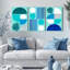 Abstrait géométrique et feuilles tropicales, art mural tendu sur toile, ensemble minimaliste moderne (ensemble de 3)-1278862126