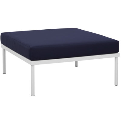 Harmony Outdoor Patio Aluminum Ottoman In White Navy