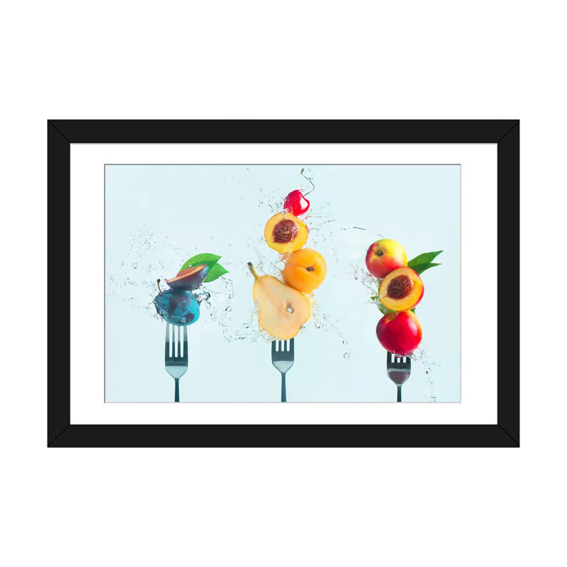 « realing fruit salade », reproduction d’impression sur toile, H 16 po x l 24 po x P 1 po, Papier d'art encadré noir, Blanc