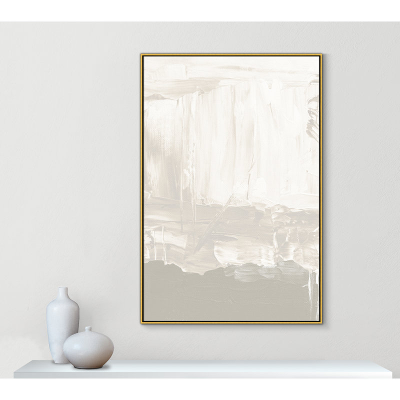Taupe Abstract - Floater Frame Print on Canvas, 11.5" H x 9.5" W, Gold