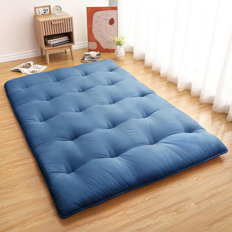 Matelas de futon japonais pliable pour matelas Tatami, Lit double, Gris foncé