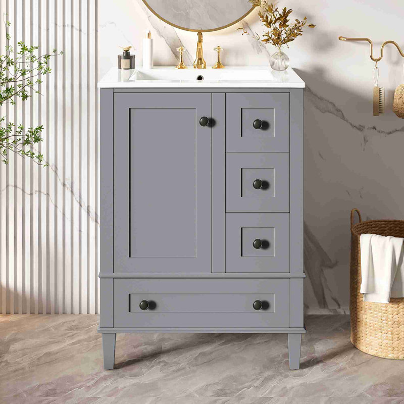 Meuble-lavabo de 24 po, Gris