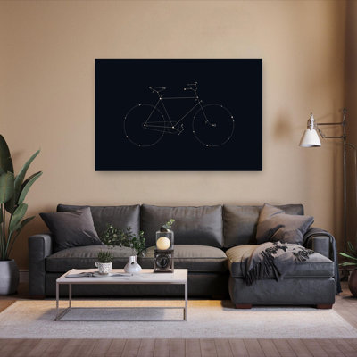 Reproduction d'art mural de paysage contemporain abstrait cosmique bicyclette Constellation