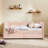 Twin Size Daybed with Two Storage Drawers, Cozy Gingham Sofa Bed with USB Port and Wave Shaped Linen Fabric, Pink-168768073-168768067