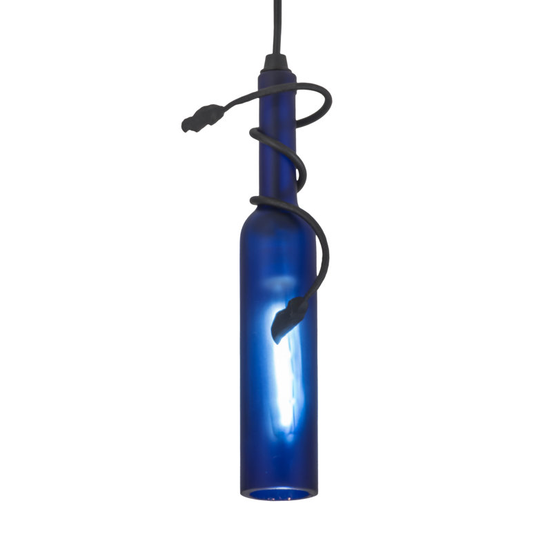 Greenbriar Oak 1 - Light Pendant, Frosted Blue, 84" H x 4" W x 4" D