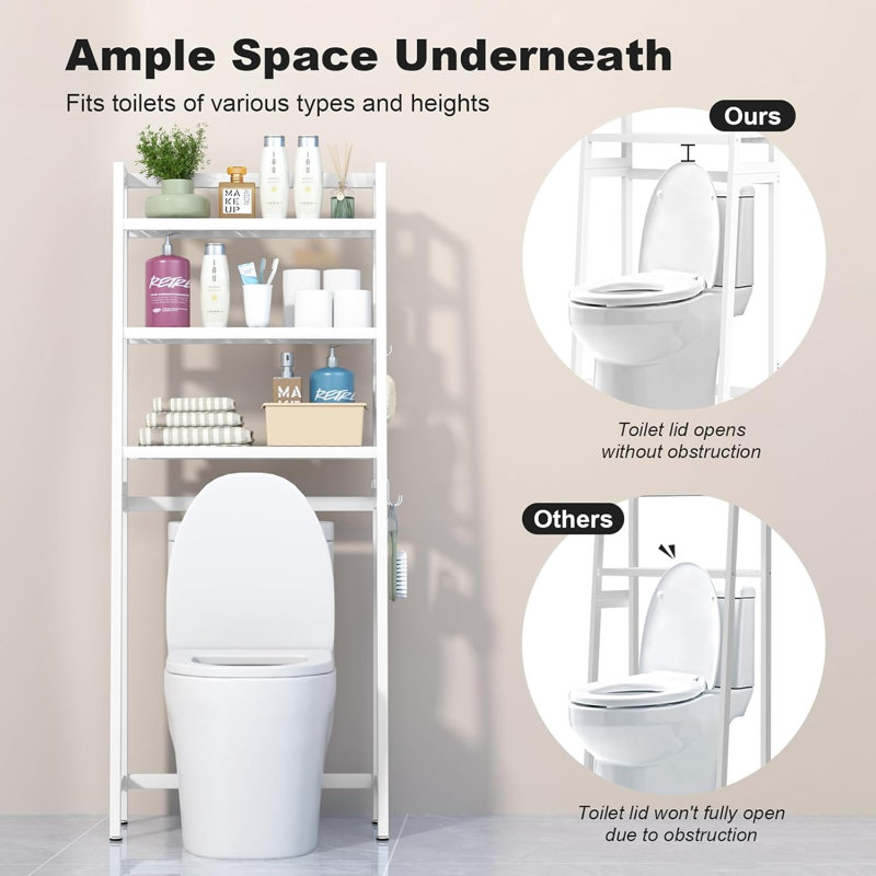 Rangement au-dessus de la toilette, armoire de rangement en bambou à 3 niveaux au-dessus de la toilette