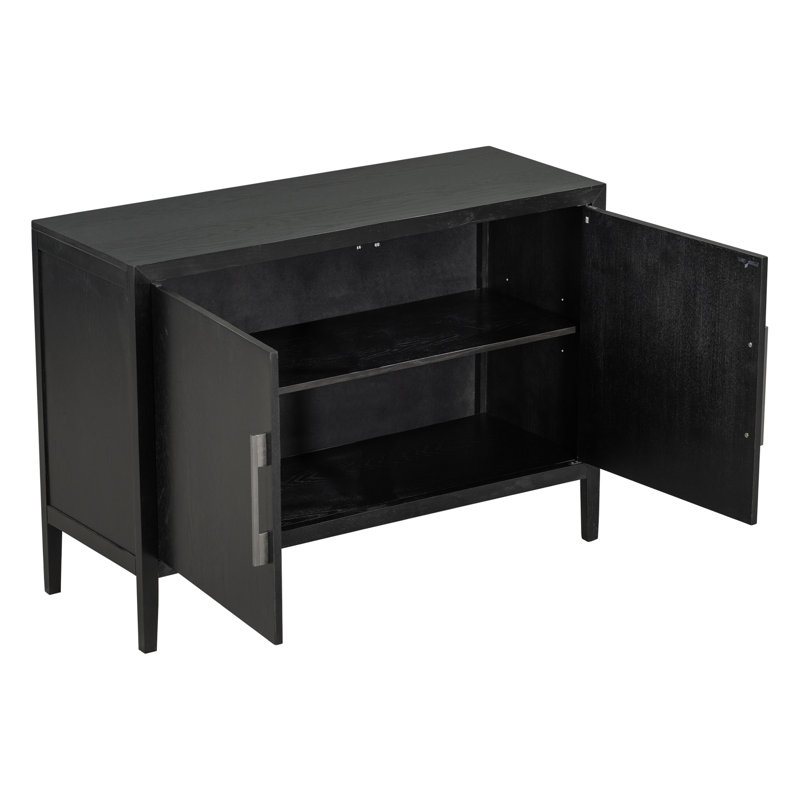 Buffet décoratif, buffet en bois avec 2 portes, Noir, noir, noir, noir