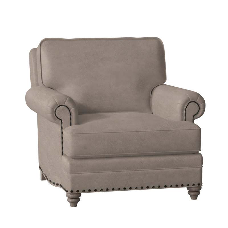 Carrado Leather Armchair, Outsider Raven Genuine Leather, Stone, Gunmetal