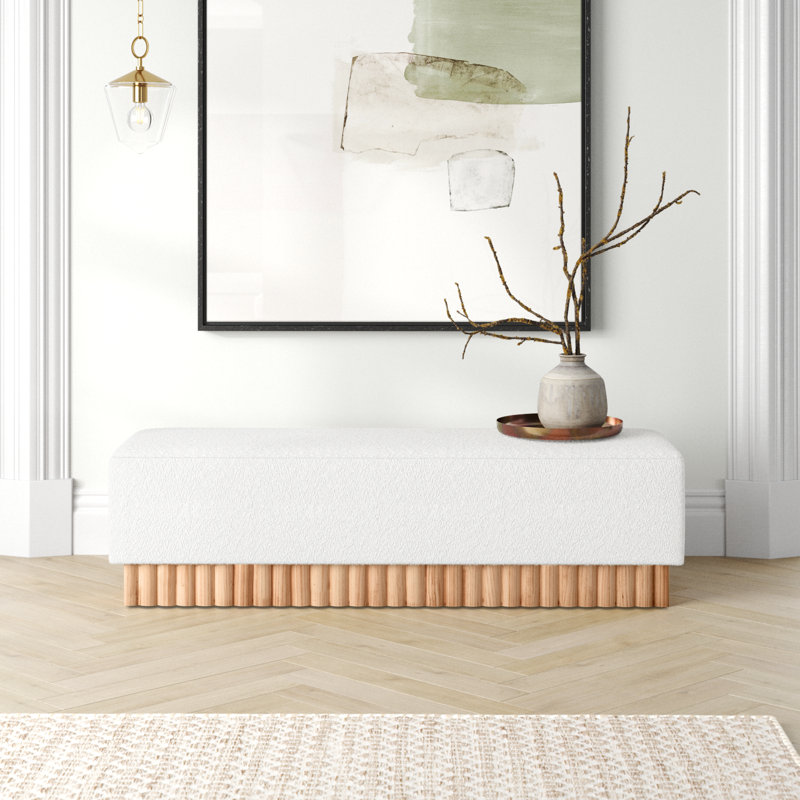 Peridot Upholstered Bench, Oak