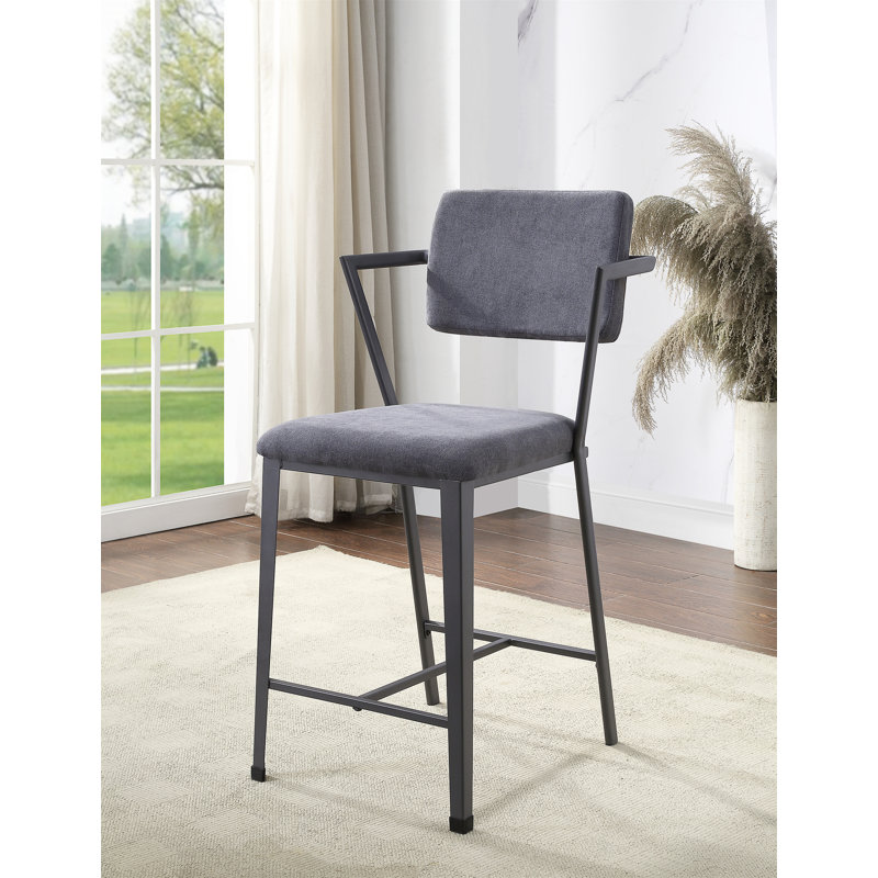 Cargo Gray Fabric & White Finish Counter Height Chair(Only Dining Chairs), Gris