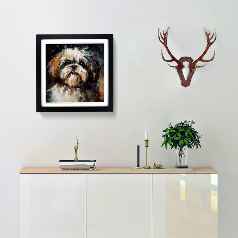 Shih Tzu Palette Knife No.1 - Wall Art, Black