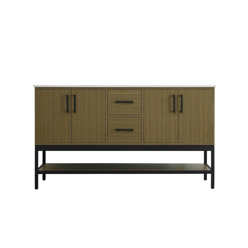 60 inch Double Bathroom Vanity, Chestnut Brown