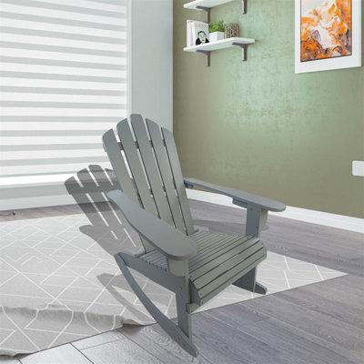 Reclining Wooden Outdoor Rocking Adirondack Chair, Perfect for Relaxation and Stylish Patio Decor