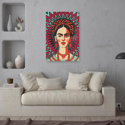 Colorful Cultural Portrait Bold Colorful Traditional Portrait Wall Art Print 1 Piece Wrapped Canvas Wall Art