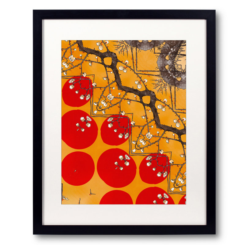 Drapeau «Cherry Blossom» par Gabriel Boyajian, H 21,2 po x l 17,2 po, Papier avec cadre noir
