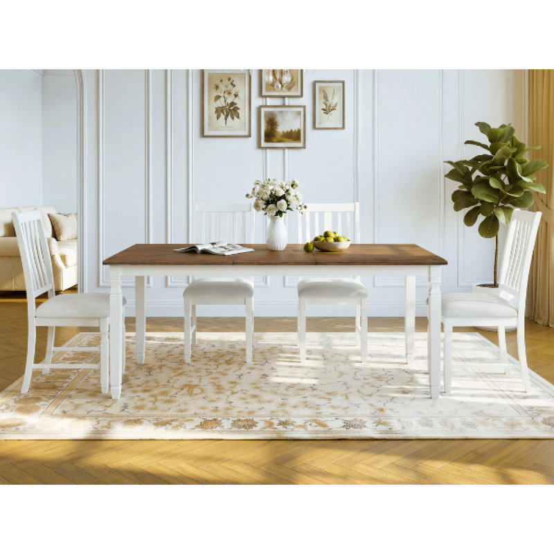 Ensembles de table de salle à manger extensible (doit inclure la table et la chaise), cuisine en bois aggloméré, Beige 2