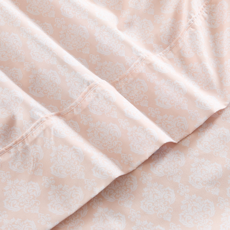 Romer Damask Sheet Set Peach, Twin Sheet Set with 2 Pilowcases