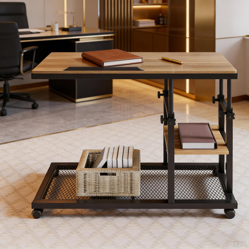 Mobile C Table,Office Table With Tiltable Drawing Board,Side Table