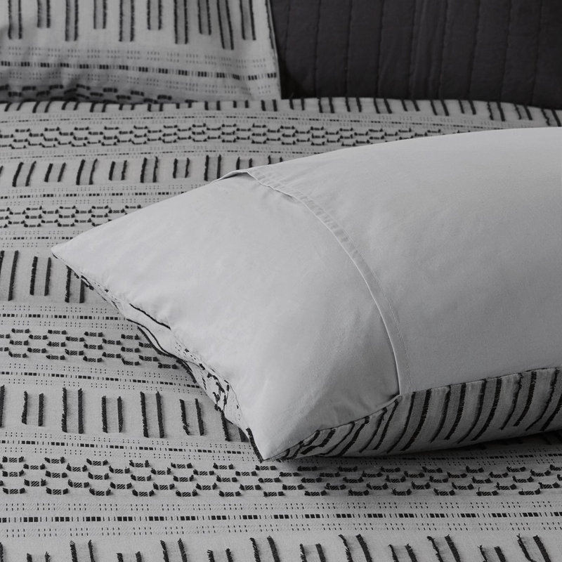 Édredon 100% coton très captivant gris / noir, Gris / Noir, Édredon très grand + 2 pièces supplémentaires