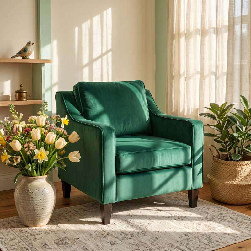 Fauteuil club décoratif en velours l 30,75 po x P 33,5 po Christopher H Knight Home