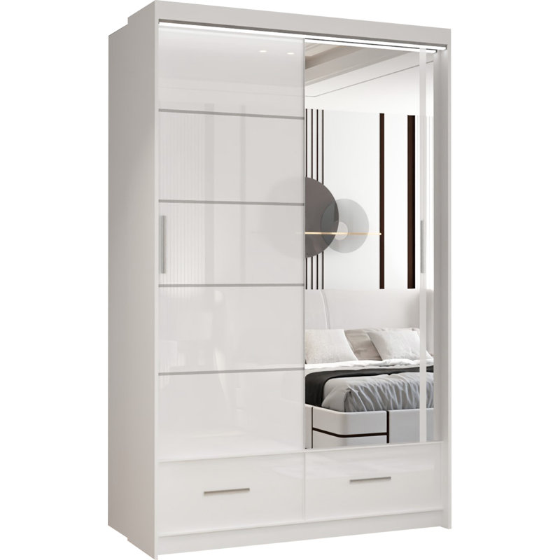 Desilets 2 Door Wardrobe, 220 cm H x 66 cm W x 150 cm D, White