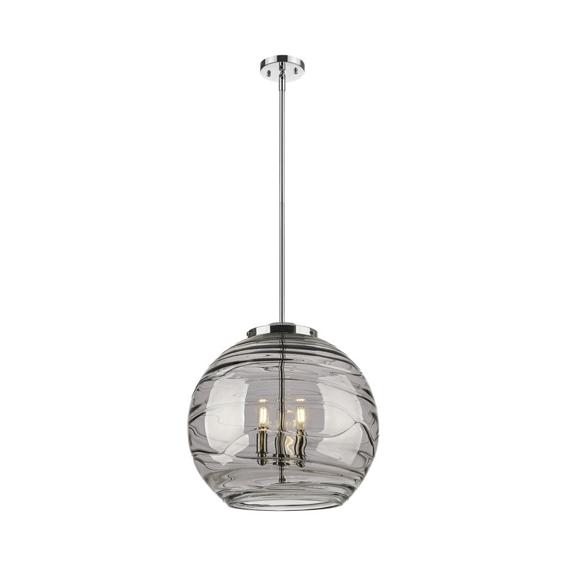 Luminaire suspendu 3 lumières Christly, H 19,5 po x l 17,88 po x P 17,88 po, Argent, Gris fumée clair