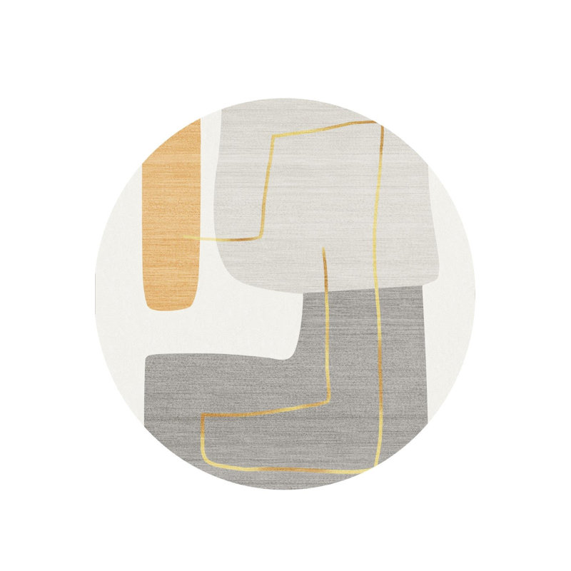 Tapis d'intérieur / extérieur rond en coton / polyester à motif abstrait tissé à la machine, Rond 3 pi 3 po