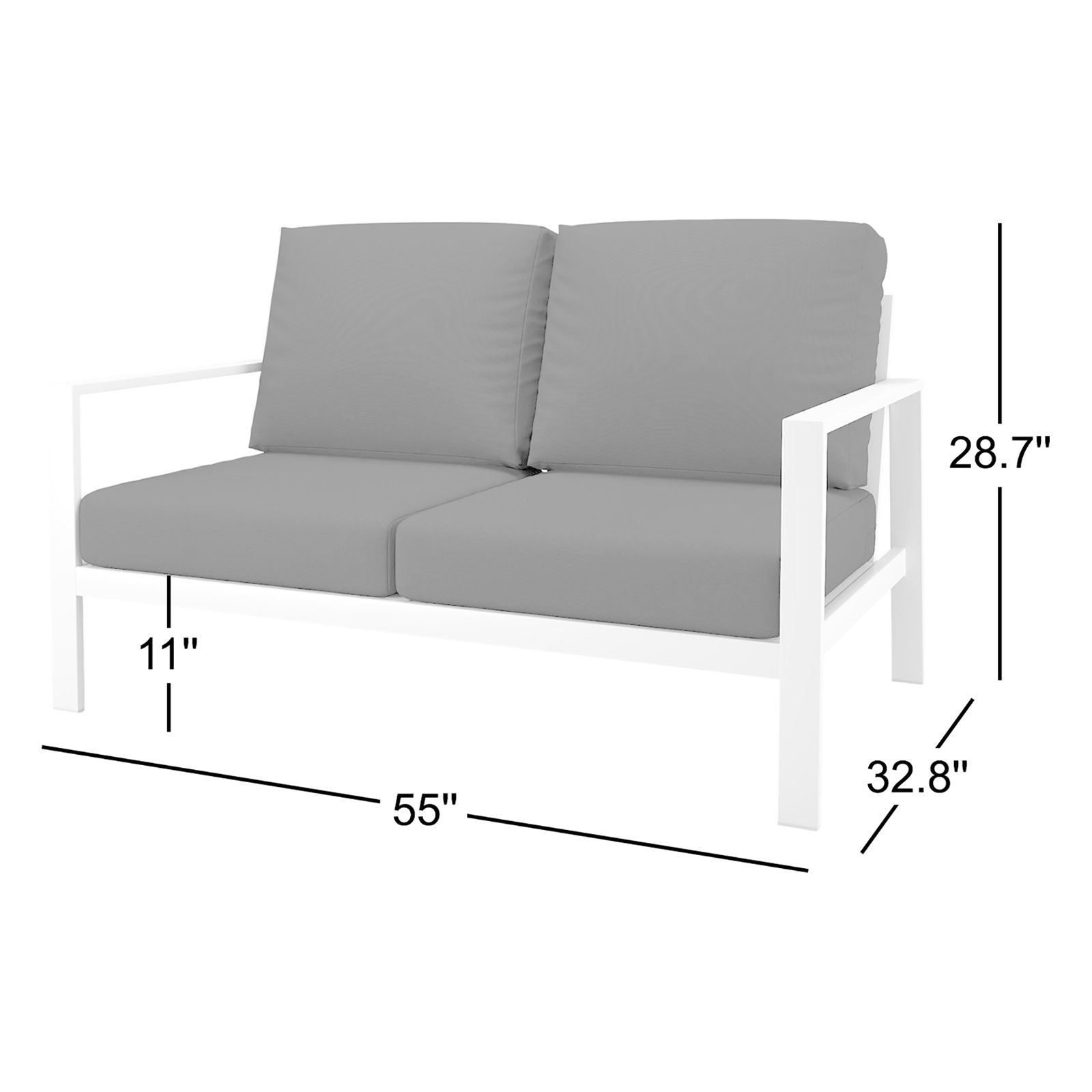 Townsend 55" Sunbrella® Patio Loveseat, Spectrum Dove