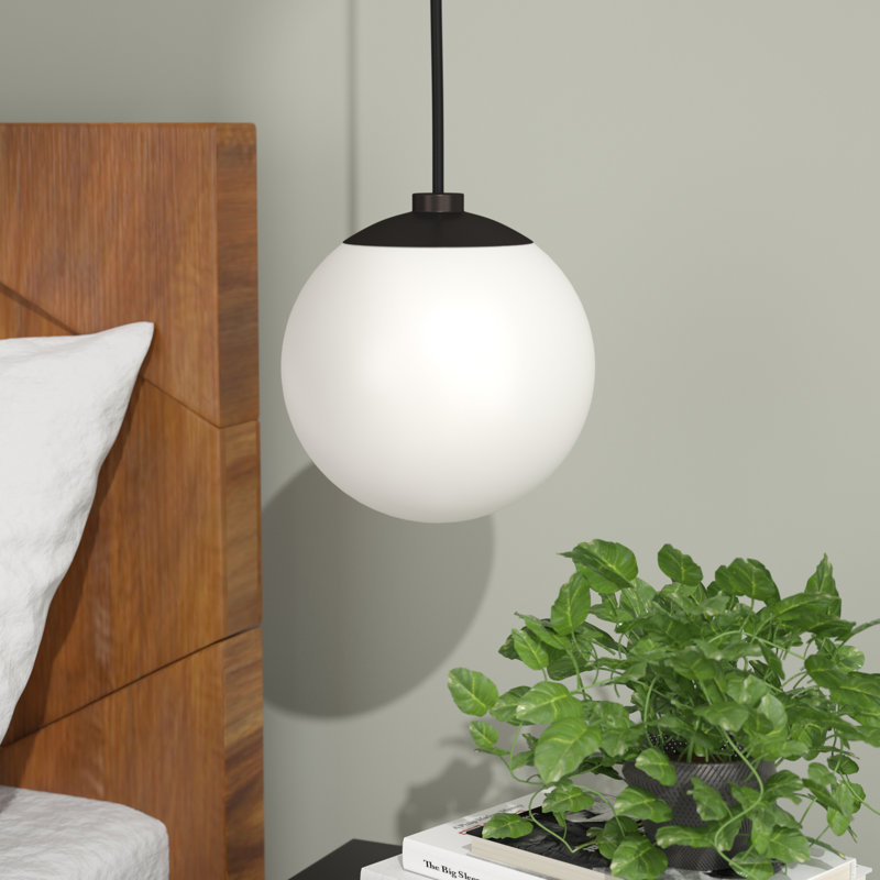Luminaire suspendu sphère 1 lumière Luna, Bronze vieilli