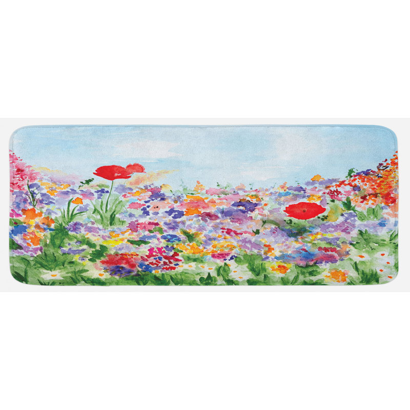 Tapis de cuisine à fleur aquarelle