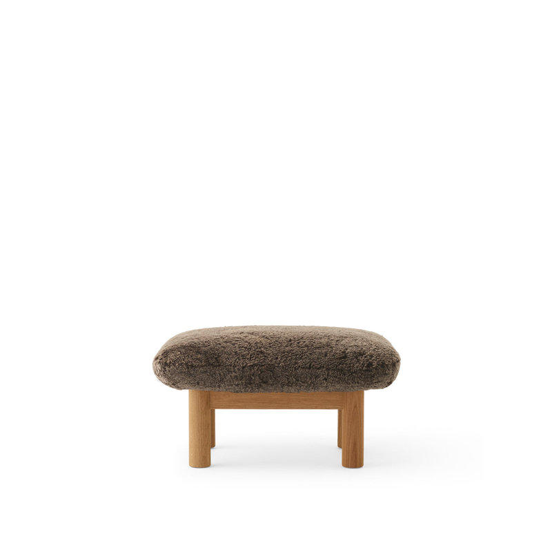 Brasilia Ottoman, Sheepskin Sahara, Walnut