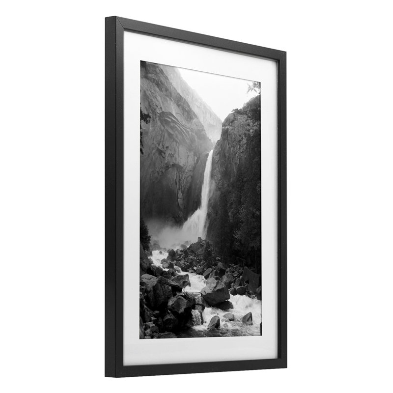 «Rocky Yosemite Falls», reproduction d'art sous verre, conception de Kim Curationa, H 20 po x l 14 po