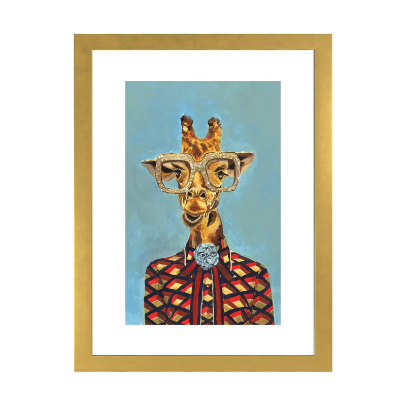 Girafe par Heather Perry - impression d'art graphique, H 24 po x l 16 po x P 1 po, Papier encadré doré