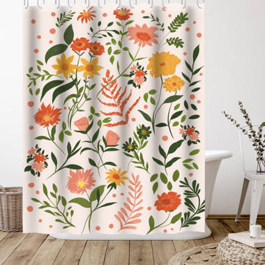 Rubbermaid Floral Shower Curtain with Hooks Included