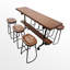 Ensemble de table de bar 71 po avec 6 tabourets - plateau de table en placage de bois et base en métal