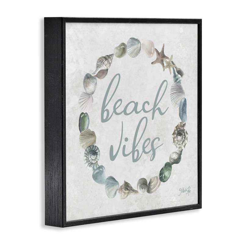 «Beach Vibes with Shells», art de la giclée encadrée par Marla Rae, H 12 po x l 12 po, Giclée encadrée noir minuit