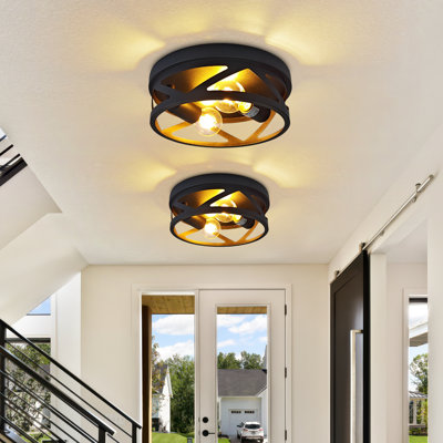 11 po Plafonnier encastré noir 2 lumières Farmhouse avec capuchon rotatif (paquet de 2)