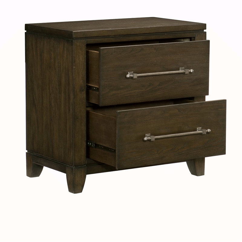 Table de chevet 1 pièce de style contemporain avec 2 tiroirs en bois au look moderne