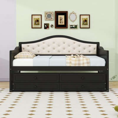 Twin Wood Daybed with Twin Trundle and 2 Storage Drawers