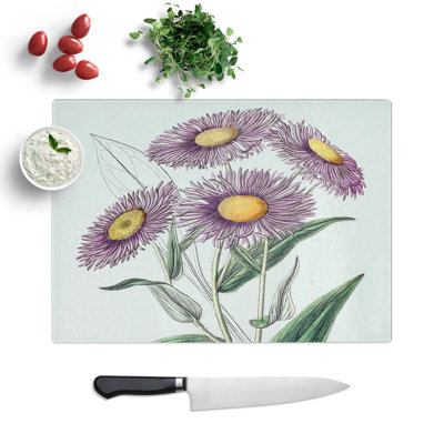 Tempered Glass Daisy Flowers Chopping Board