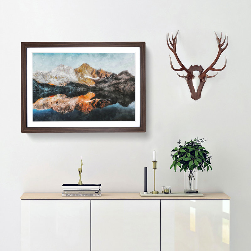 Reflection of the Alps - Framed Print, 45cm H x 63cm W x 2cm D, Walnut Framed