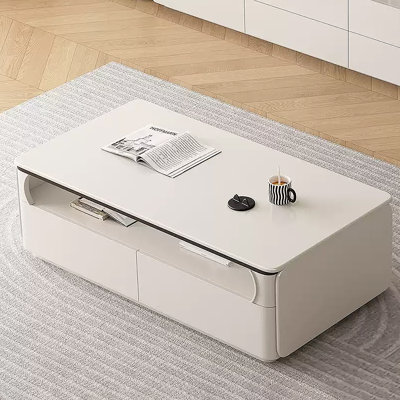 Table basse en bois massif pur de style crème