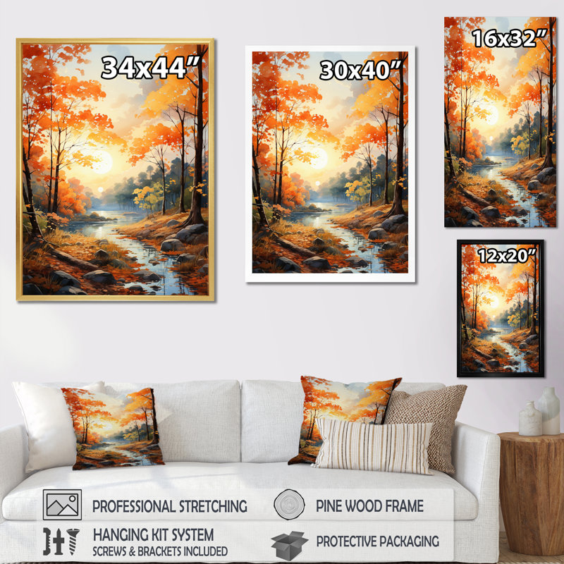 «Maple Trees Golden Canopy I», art mural sur toile florale, H 20 po x l 12 po x P 1 po, Toile tendue