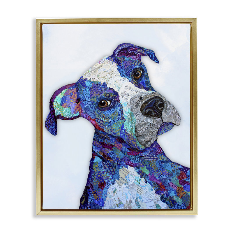 Cadre flottant Loverboy Dog Portrait, design par Lisa Morales, H 31 po x l 25 po, Cadre flottant métallique doré