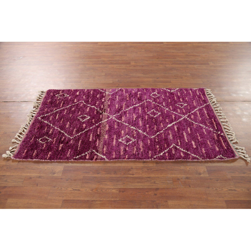 Tapis mauve à motif oriental marocain mauve 3 x 5