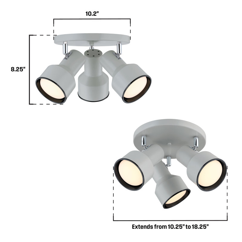  Remick Three Light Indoor Multi-Directional Flush Mount Fixture, Off White Finish